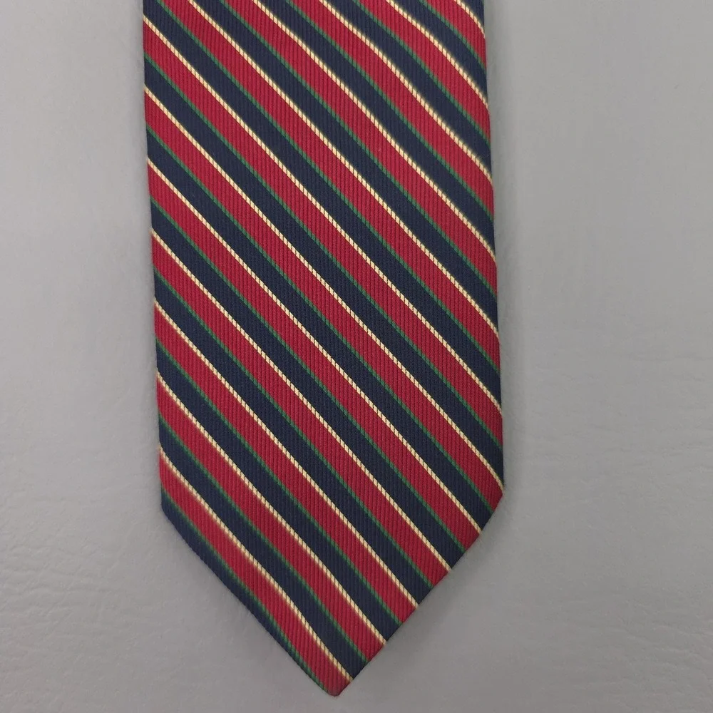 Vintage Pride Of England Tie Mens One Size Red Polyester Repp Striped Short